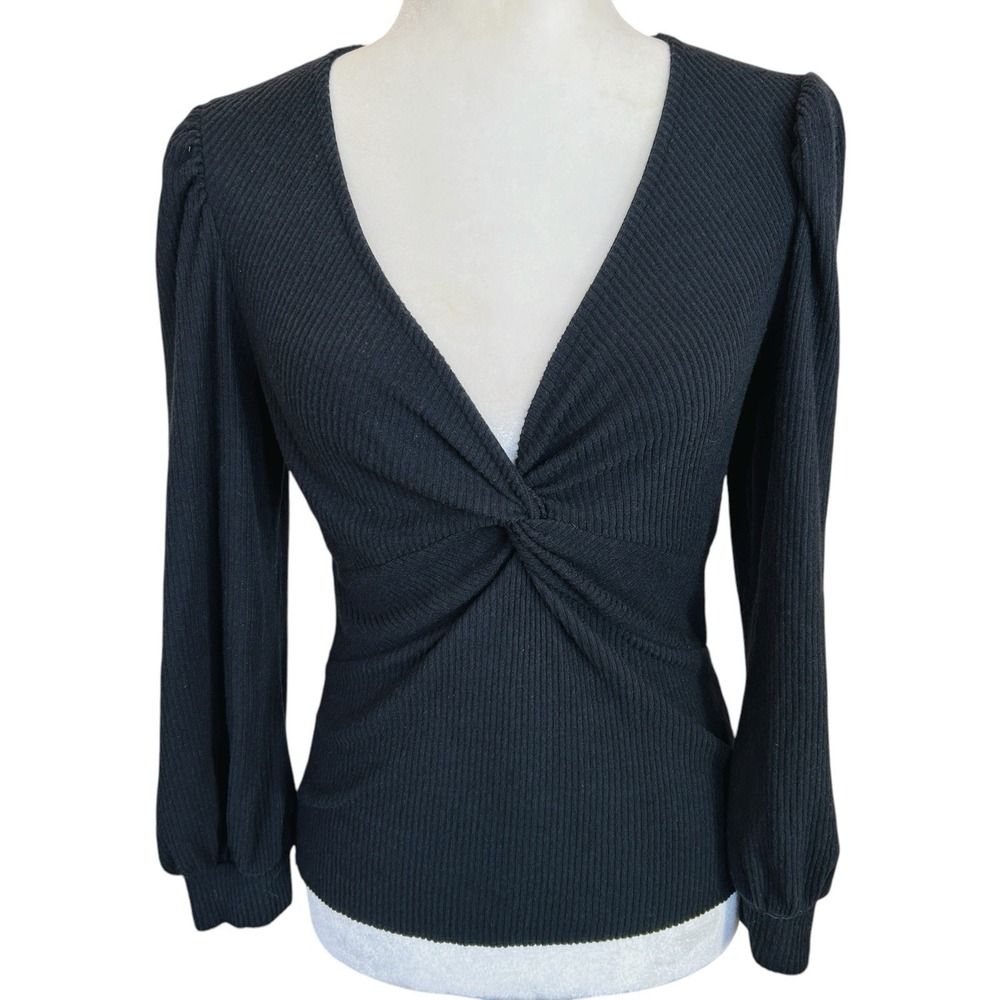Nation LTD Kalani Ribbed Babydoll Top Small Whimsigoth V Neck Stretchy Tencel